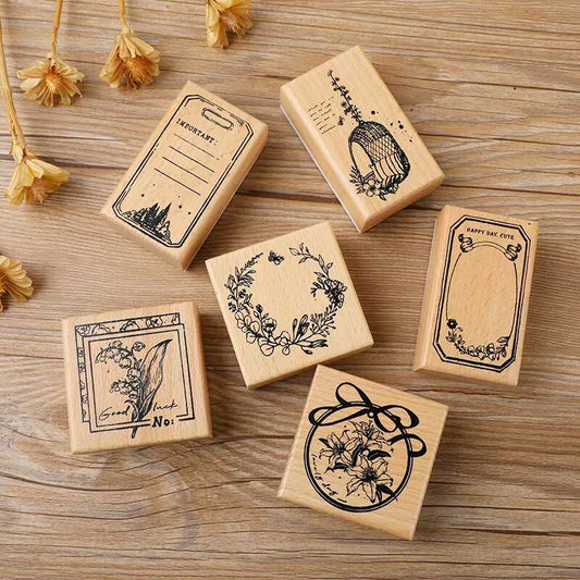 Memo Frame Rubber Stamp | Garland Wooden Stamp | Scrapbooking Stamp | Planner Supplies | Rubber Stamp | Junk Journal