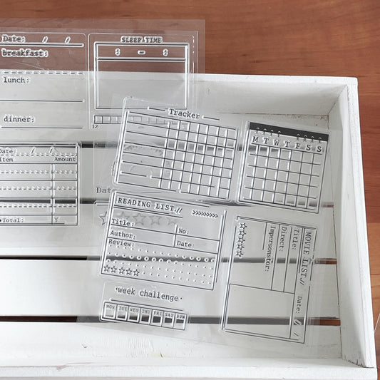 Daily Plan Clear Stamp | Habit Tracker Calendar Checklist To Do List Reading Movie Schedule | Planner Bullet Journal Stamp