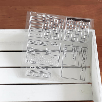 Daily Plan Clear Stamp | Habit Tracker Calendar Checklist To Do List Reading Movie Schedule | Planner Bullet Journal Stamp