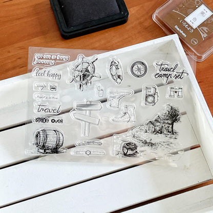 Travel Clear Stamp | Transportation Transparent Rubber Stamps | Bullet Journal Planner Traveler's Notebook Accessories Card Making