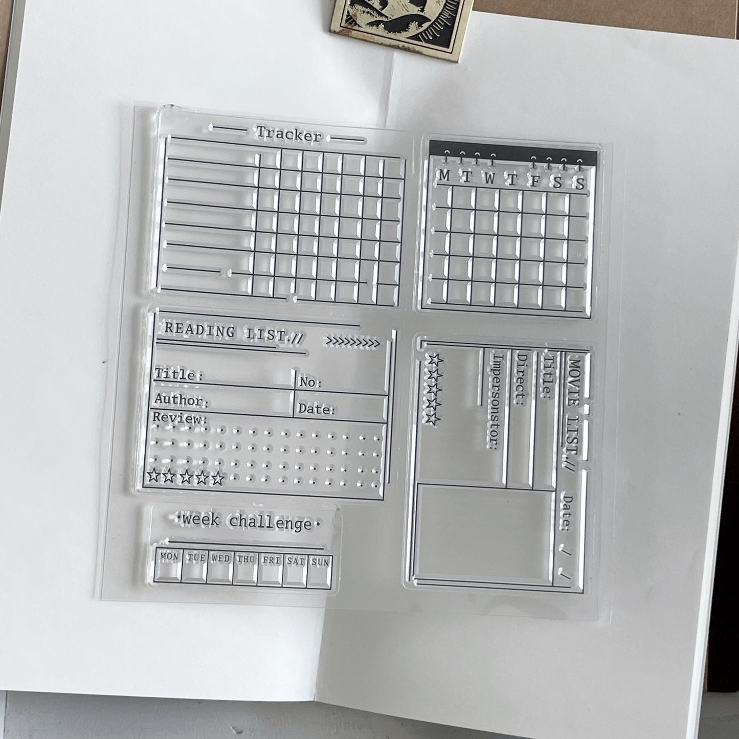Daily Plan Clear Stamp | Habit Tracker Calendar Checklist To Do List Reading Movie Schedule | Planner Bullet Journal Stamp