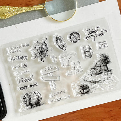 Travel Clear Stamp | Transportation Transparent Rubber Stamps | Bullet Journal Planner Traveler's Notebook Accessories Card Making