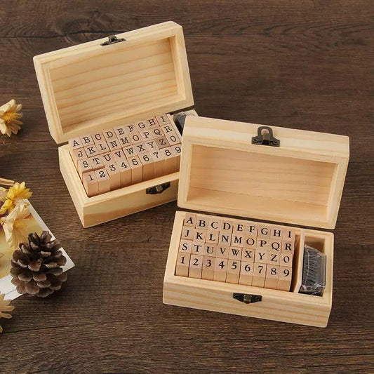 Must Have Basic Rubber Stamp Set |  Alphabet and Number | Planner Journal Wooden Stamp Set