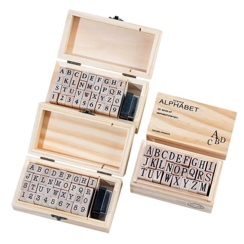 Must Have Basic Rubber Stamp Set |  Alphabet and Number | Planner Journal Wooden Stamp Set