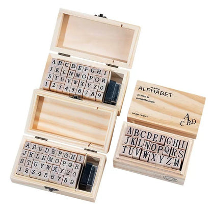 Must Have Basic Rubber Stamp Set |  Alphabet and Number | Planner Journal Wooden Stamp Set