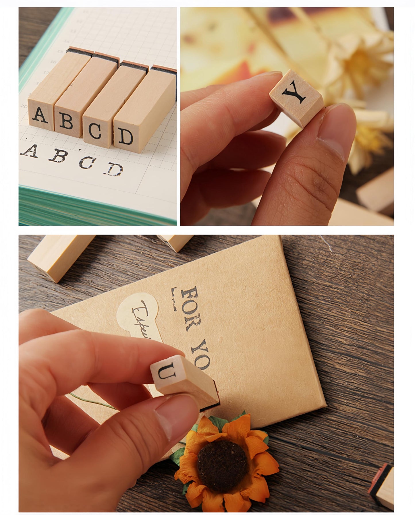 Must Have Basic Rubber Stamp Set |  Alphabet and Number | Planner Journal Wooden Stamp Set