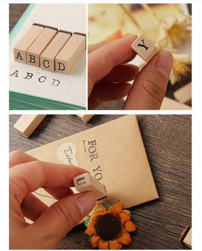 Must Have Basic Rubber Stamp Set |  Alphabet and Number | Planner Journal Wooden Stamp Set
