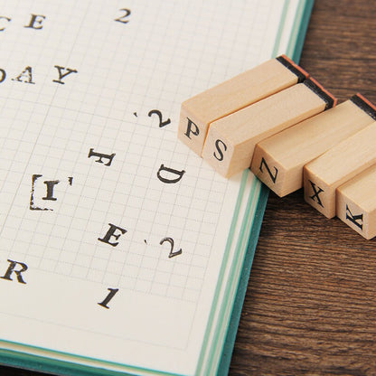 Must Have Basic Rubber Stamp Set |  Alphabet and Number | Planner Journal Wooden Stamp Set