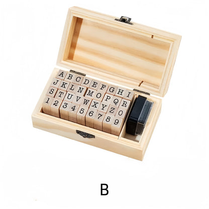 Must Have Basic Rubber Stamp Set |  Alphabet and Number | Planner Journal Wooden Stamp Set