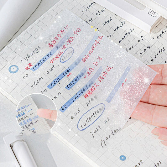 50 Sheets Transparent Pearlescent Non-smudged Sticky Notes Writable N-times Posted Creative DIY Decor StationeryTransparent Sticky Notes
