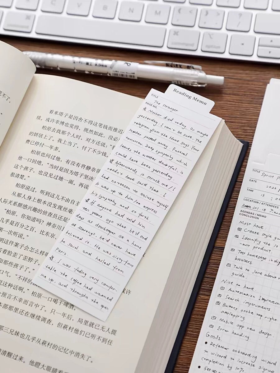 Foldable Reading Memo Notepad | Memo Pad | Monthly Schedule | Weekly Schedule | Coordination | Creative Bookmark | Note Taking | Booklover
