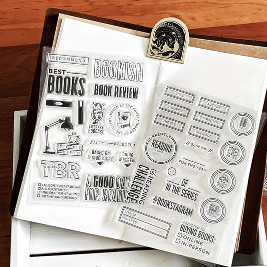 Reading Book Review Clear Stamp | Reading Tracker Book Lover Bookish Transparent Rubber Stamps | Bullet Journal Planner Accessories