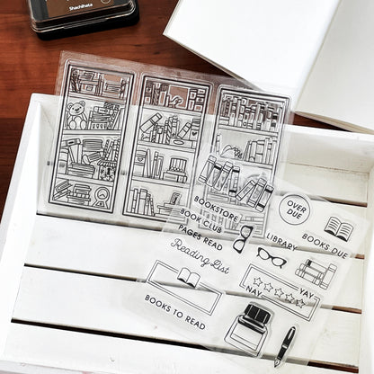 Reading Book Review Clear Stamp | Reading Tracker Book Lover Bookish Transparent Rubber Stamps | Bullet Journal Planner Accessories