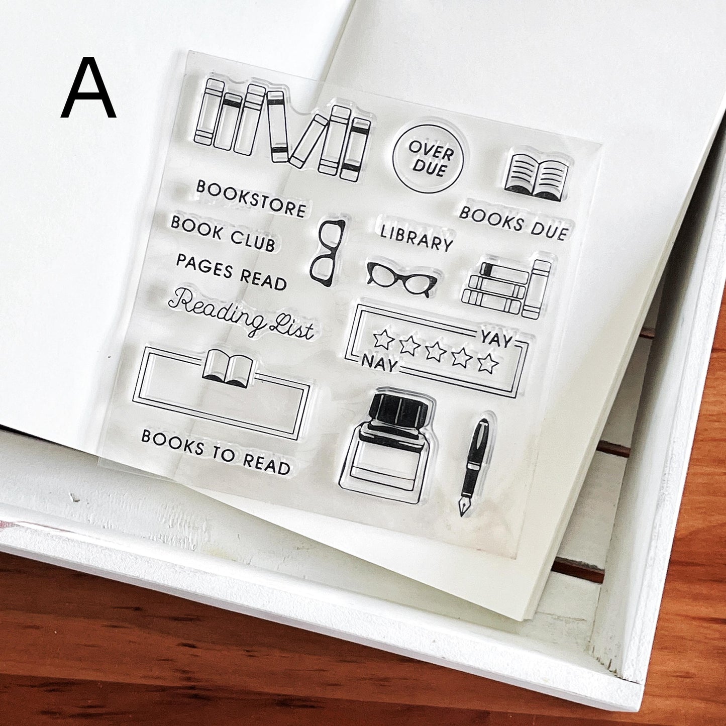 Reading Book Review Clear Stamp | Reading Tracker Book Lover Bookish Transparent Rubber Stamps | Bullet Journal Planner Accessories