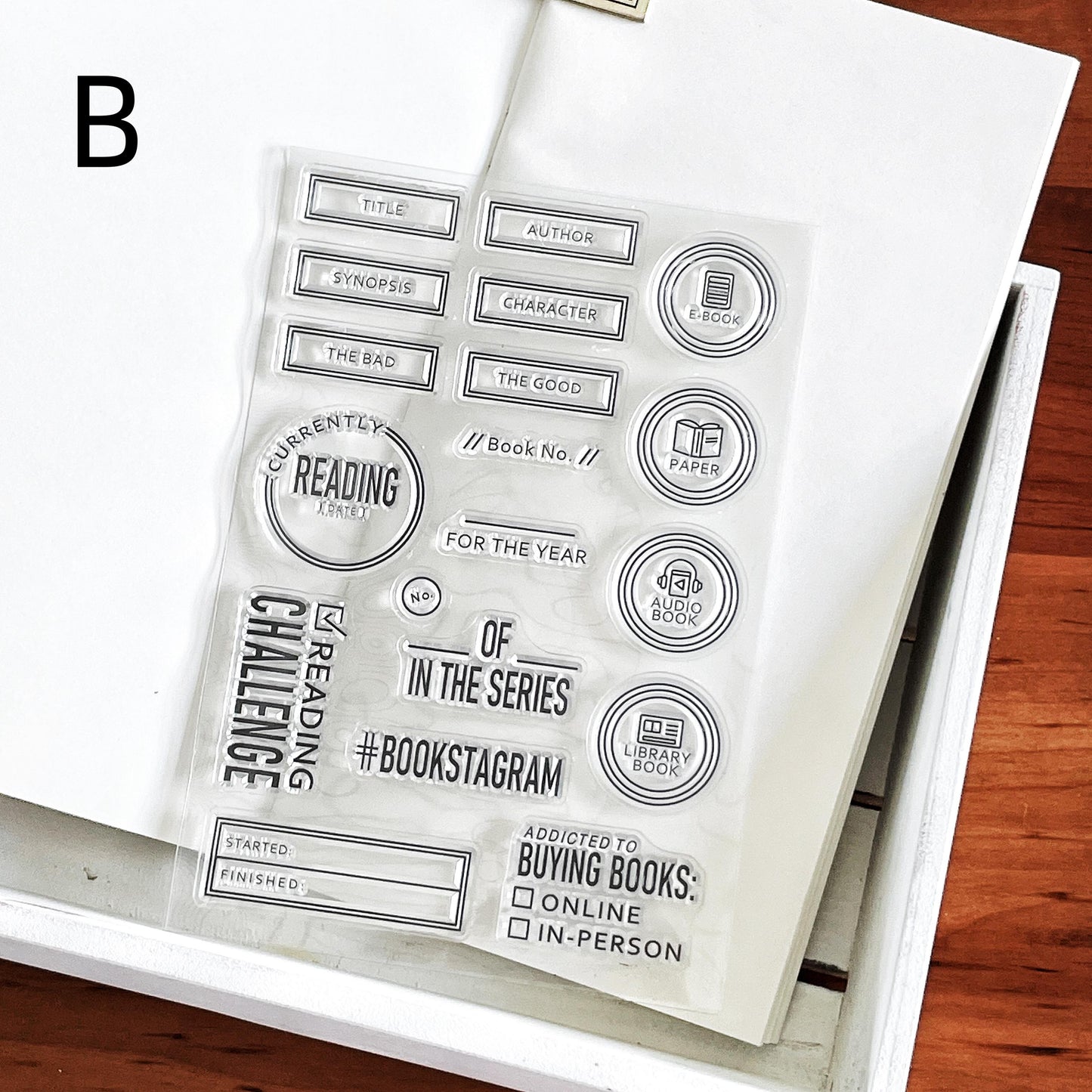 Reading Book Review Clear Stamp | Reading Tracker Book Lover Bookish Transparent Rubber Stamps | Bullet Journal Planner Accessories
