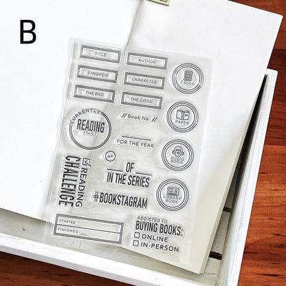 Reading Book Review Clear Stamp | Reading Tracker Book Lover Bookish Transparent Rubber Stamps | Bullet Journal Planner Accessories