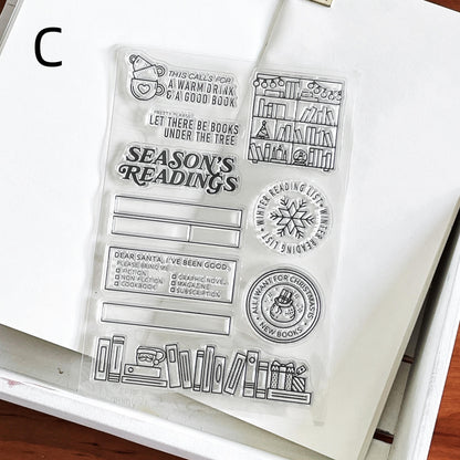 Reading Book Review Clear Stamp | Reading Tracker Book Lover Bookish Transparent Rubber Stamps | Bullet Journal Planner Accessories
