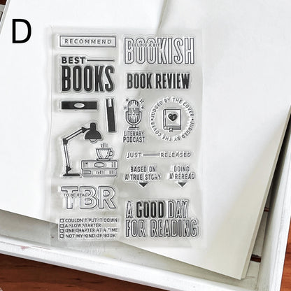 Reading Book Review Clear Stamp | Reading Tracker Book Lover Bookish Transparent Rubber Stamps | Bullet Journal Planner Accessories