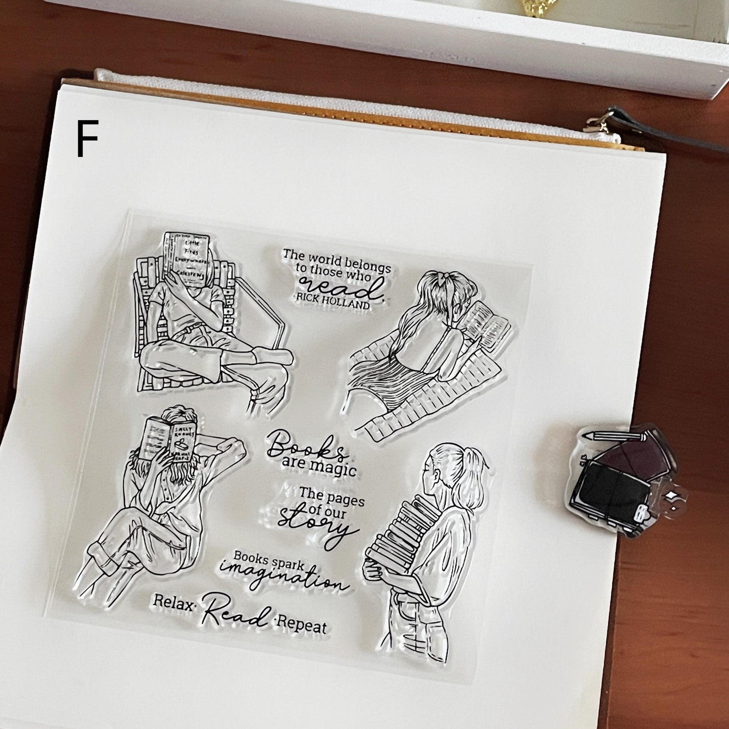 Reading Book Review Clear Stamp | Reading Tracker Book Lover Bookish Transparent Rubber Stamps | Bullet Journal Planner Accessories