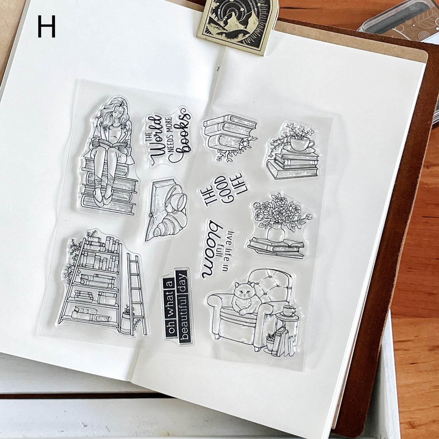 Reading Book Review Clear Stamp | Reading Tracker Book Lover Bookish Transparent Rubber Stamps | Bullet Journal Planner Accessories