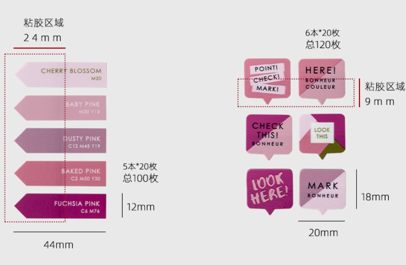 kyowa Pink Sticky Tabs | Annotation Marks for Annotating Books | Book Tabs | Page Flags Markers | Index Sticky Highlighter Book Lover Gift