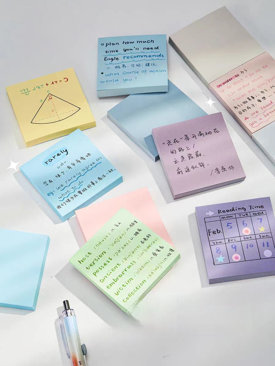 Colorful Sticky Notes | Desktop Notepad | Minimalist Memo Pad | Writing Pad | Note Taking | Planner Journal Office Study School Supplies