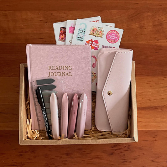 Luxury Pink Booklover Gift Set | Reading Accessories | A5 Reading Journal Stickers Book Annotation Kit | Bookworm for Her | Reading Gift
