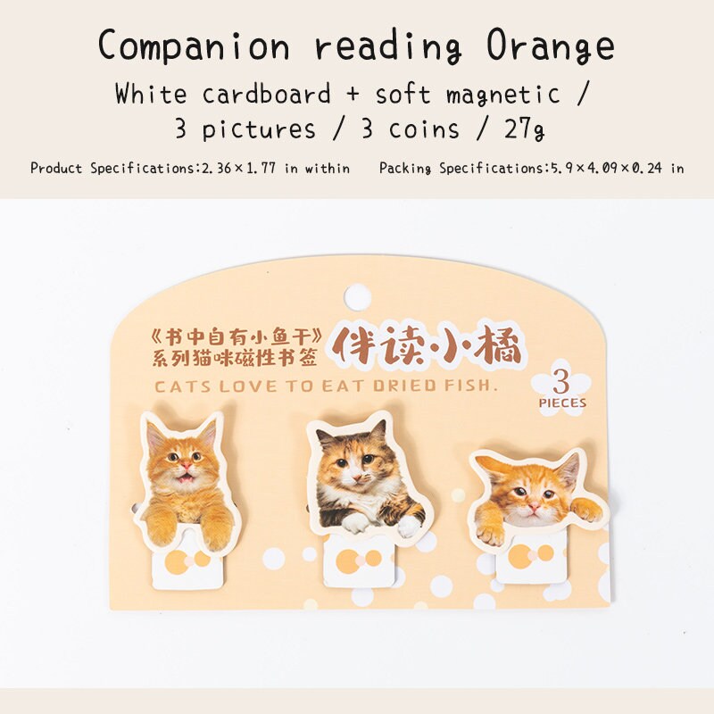 Cute Cat Magnetic Bookmark | Kawaii Kitten Page Keeper | Book Lover Gift | Planner Journal Bookmarks | Book Accessories Gift for Reader Her