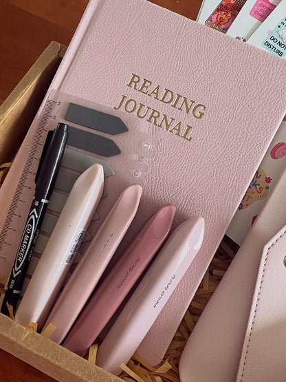 Luxury Pink Booklover Gift Set | Reading Accessories | A5 Reading Journal Stickers Book Annotation Kit | Bookworm for Her | Reading Gift