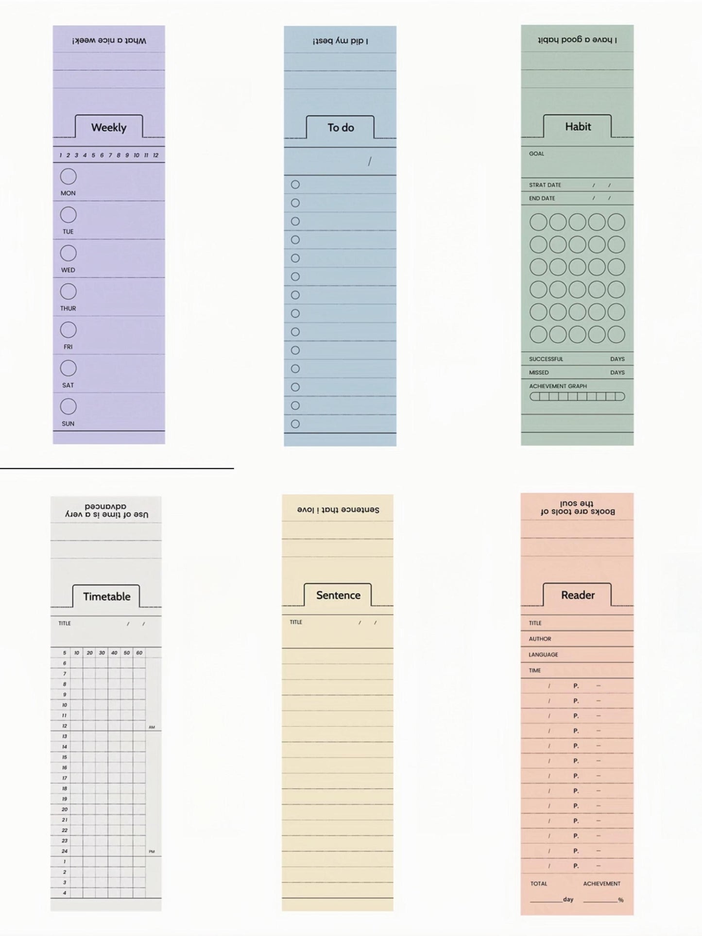Foldable Notepad | Memo Pad | Creative Bookmark | Todo Weekly Plan Habit Timetable Reader Record | Office Study Supplies |Gift for Booklover