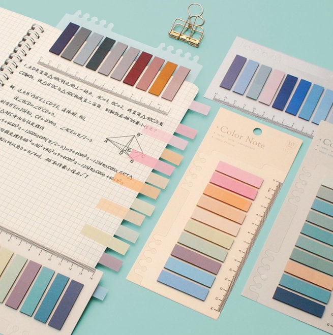 Retro Color Page Flags | Sticky Index Tabs | Writable Book Tabs | Markers Annotation Tabs |  Planner  Study Supplies
