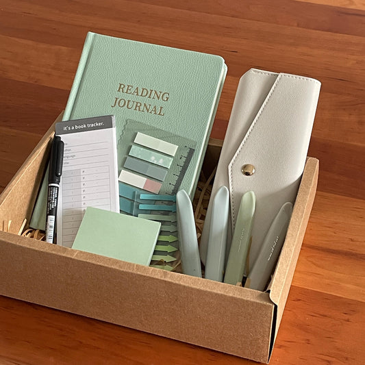 Luxury Mint Book Lover Gift Set | Reading Accessories | A5 Reading Journal Book Annotation Kit | Bookworm Book Club Gift | Reading Gift