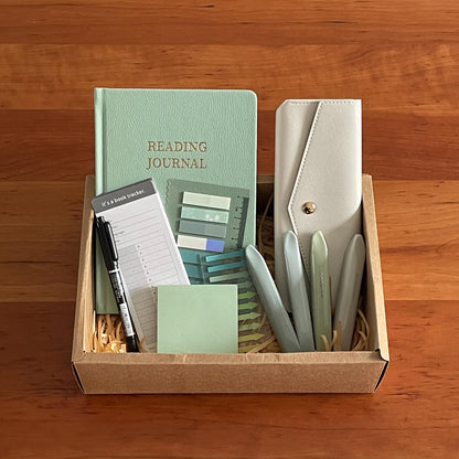 Luxury Mint Book Lover Gift Set | Reading Accessories | A5 Reading Journal Book Annotation Kit | Bookworm Book Club Gift | Reading Gift