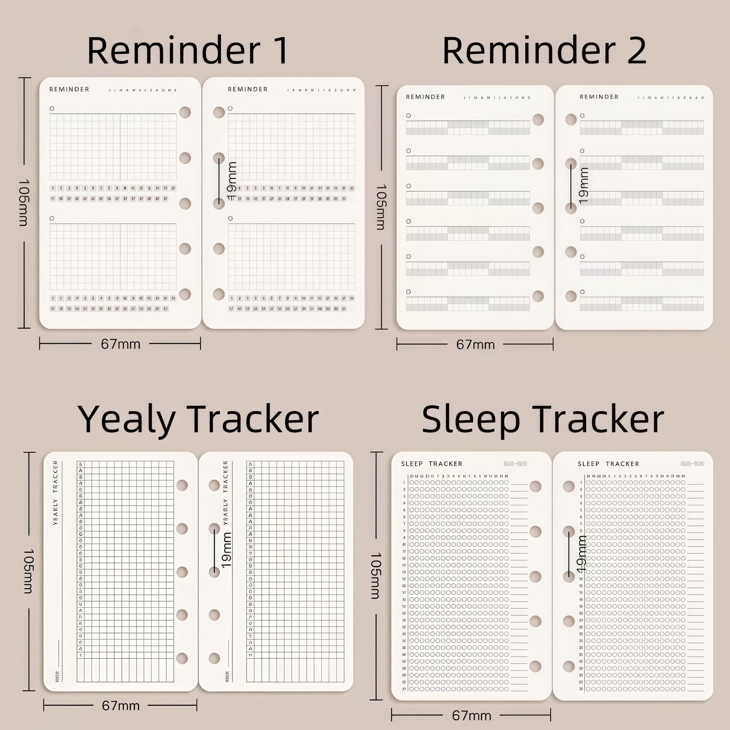 M5 A7 Planner Inserts | 5 6 Ring Binder Planner Refills | Weekly Daily Monthly Plan To Do List Reading Movie Journal Habit Tracker