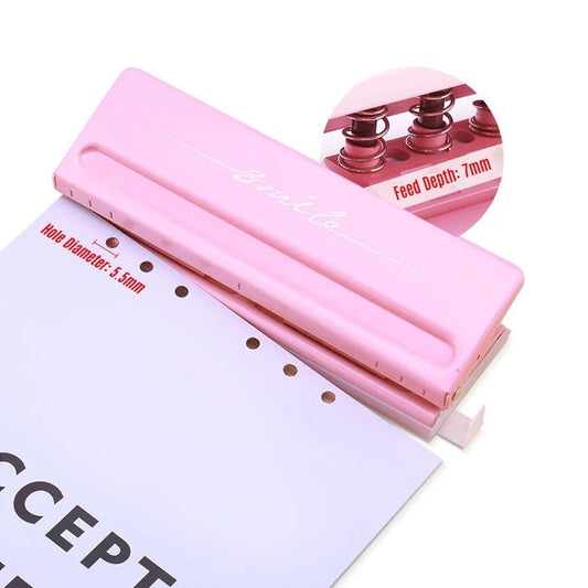 Adjustable 6 Hole Punch Standard Puncher | for 6 Ring Binder | A4 A5 A6 Personal A7 | Planner Refills Punch | Loose-Leaf Paper Puncher
