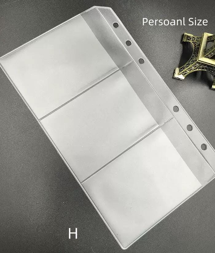 A5 Personal 6 Ring Binder PVC Pocket Insert | Vinyl Dashboard | Planner Card Organizer | Sticker Storage | Card Pocket