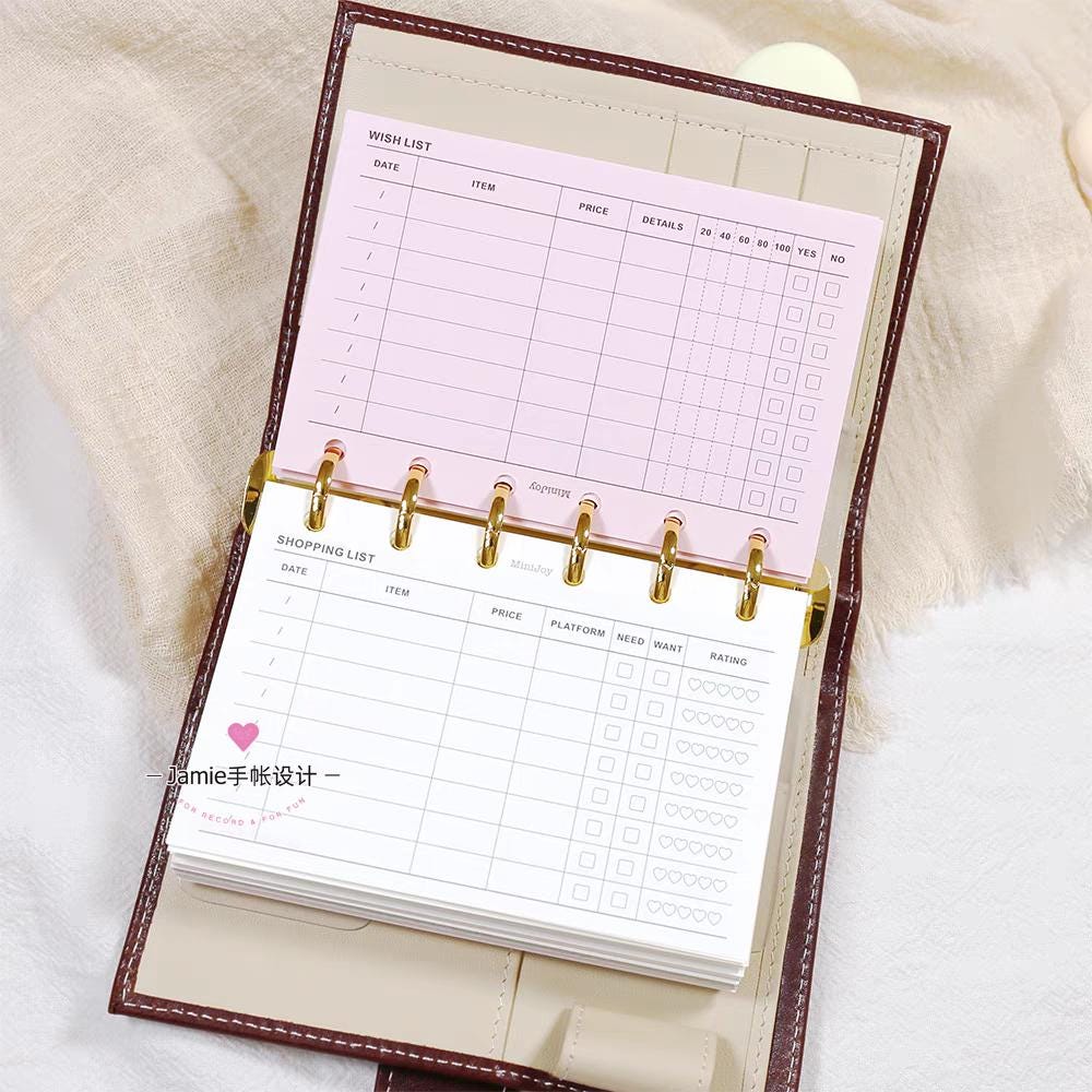 A7 Shopping List Wish List Planner Inserts | 40 Sheets | 120gsm Paper | 6 Ring Binder Printed Planner Refills