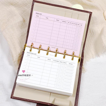 A7 Shopping List Wish List Planner Inserts | 40 Sheets | 120gsm Paper | 6 Ring Binder Printed Planner Refills