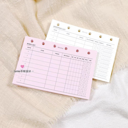 A7 Shopping List Wish List Planner Inserts | 40 Sheets | 120gsm Paper | 6 Ring Binder Printed Planner Refills