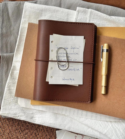 True A6 Vegan Leather 6 Ring Binder Planner |  Loose Leaf Binder | Daily Weekly Monthly Planner Journal | 2025 Refillable Planner Cover