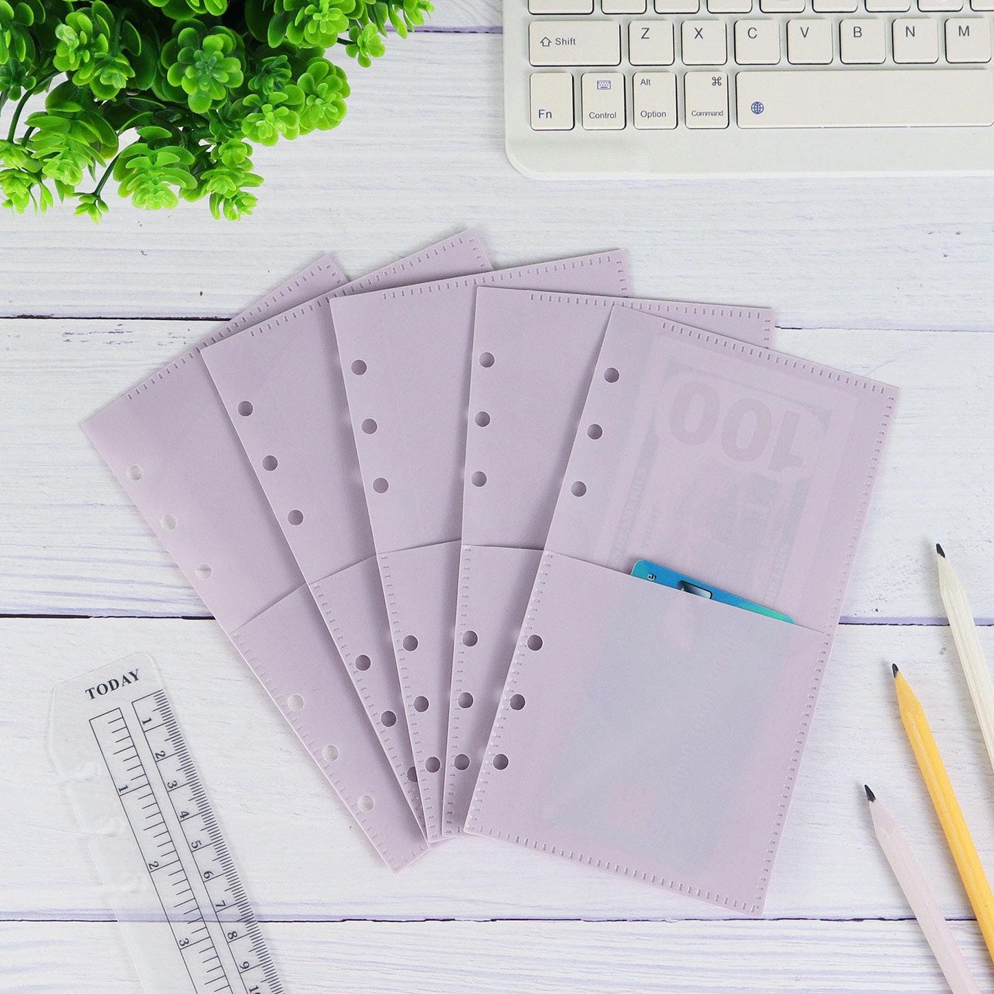 Personal Size 6 Ring Binder Divider Pocket | Sticker Organizer | PVC Insert Pocket | Cash Envelope | Budget Book Planner