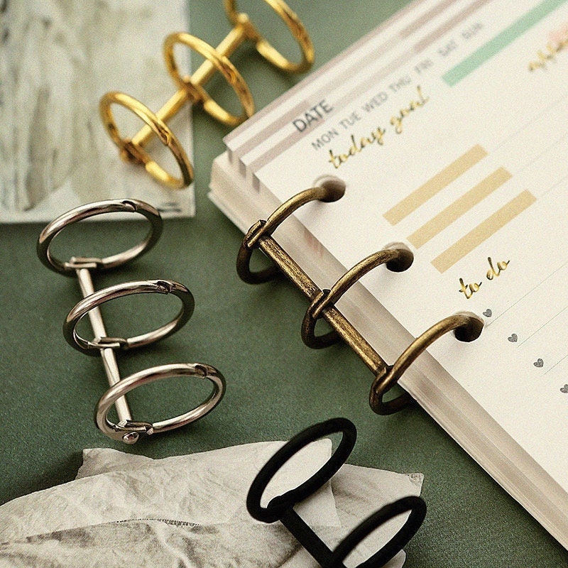 Set of 2 Metal Binder Rings｜A5 A6 A7  | Planner 6 Ring Binder | Refillable Planner Organizer | Gold Silver Black Bronze