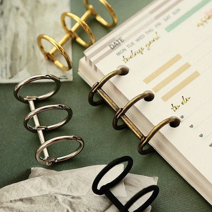 Set of 2 Metal Binder Rings｜A5 A6 A7  | Planner 6 Ring Binder | Refillable Planner Organizer | Gold Silver Black Bronze