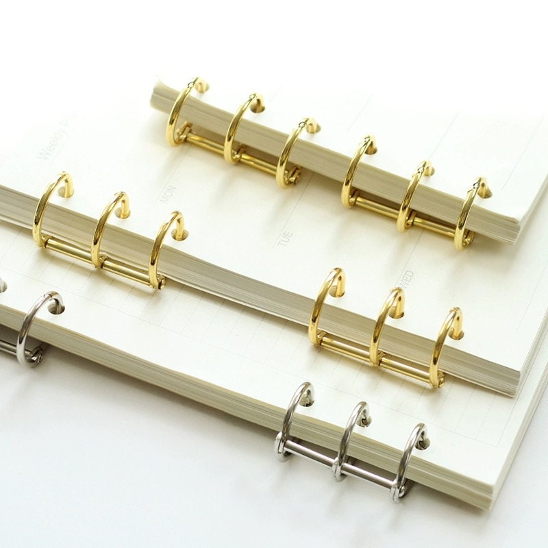 Set of 2 Metal Binder Rings｜A5 A6 A7  | Planner 6 Ring Binder | Refillable Planner Organizer | Gold Silver Black Bronze