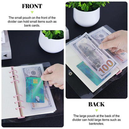 Personal Size 6 Ring Binder Divider Pocket | Sticker Organizer | PVC Insert Pocket | Cash Envelope | Budget Book Planner