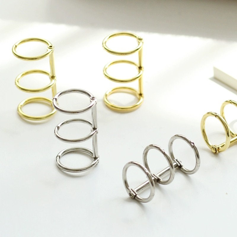 Set of 2 Metal Binder Rings｜A5 A6 A7  | Planner 6 Ring Binder | Refillable Planner Organizer | Gold Silver Black Bronze