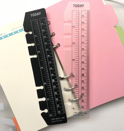 Plastic Today Ruler | Personal A5 Size | 6 Ring Binder Ruler | Planner Binder Accessories