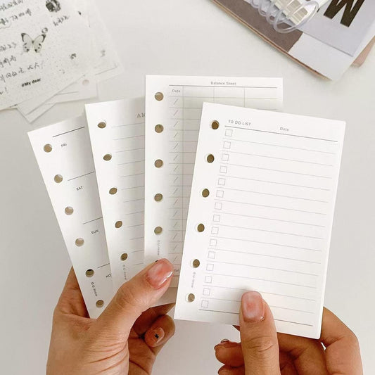 A7 M5 Planner Inserts | 6 Ring Binder | Blank Grided Weekly Daily Monthly Plan Shopping List Habit Tracker Budget Finance | Planner Refills