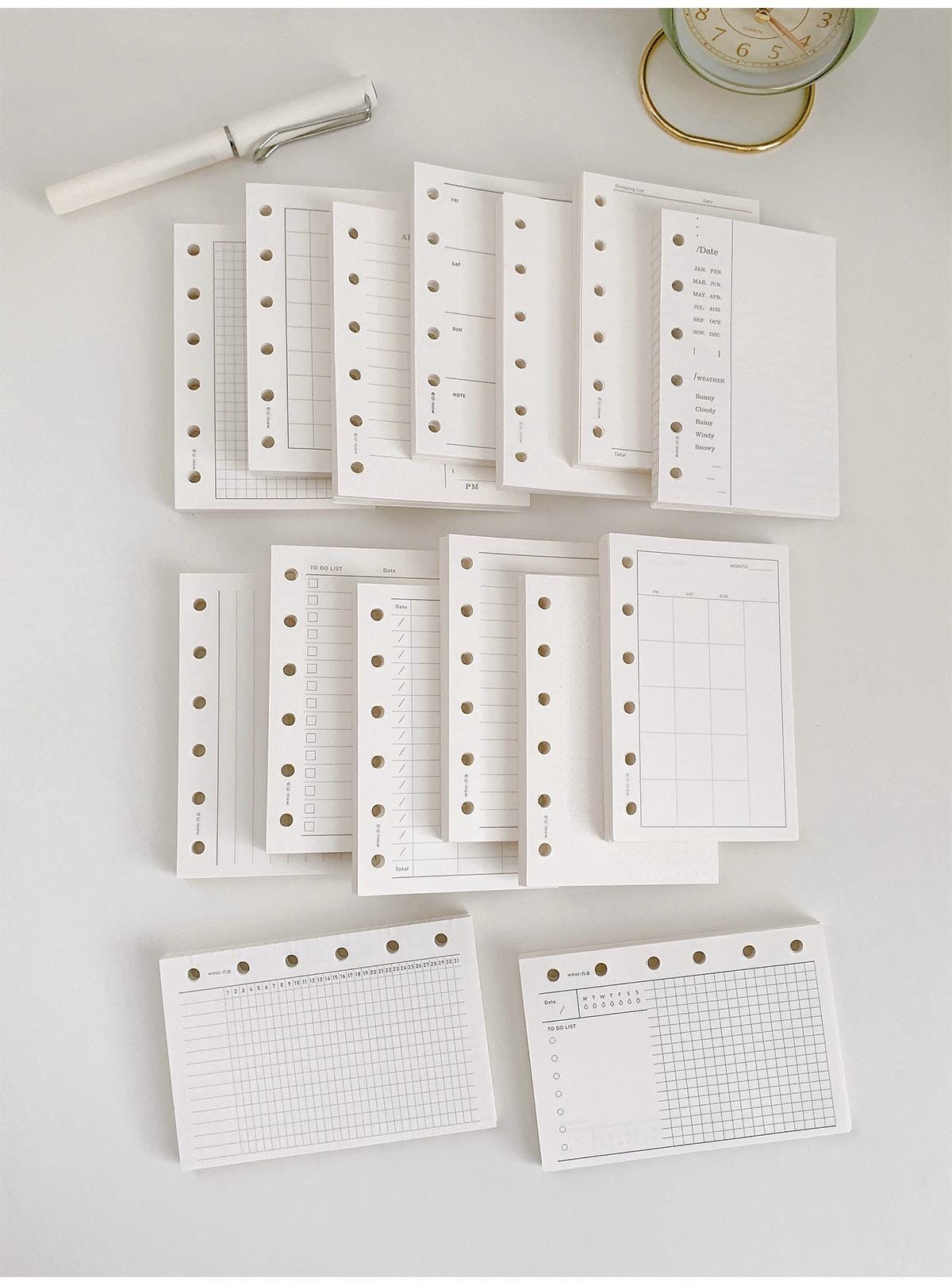 A7 M5 Planner Inserts | 6 Ring Binder | Blank Grided Weekly Daily Monthly Plan Shopping List Habit Tracker Budget Finance | Planner Refills