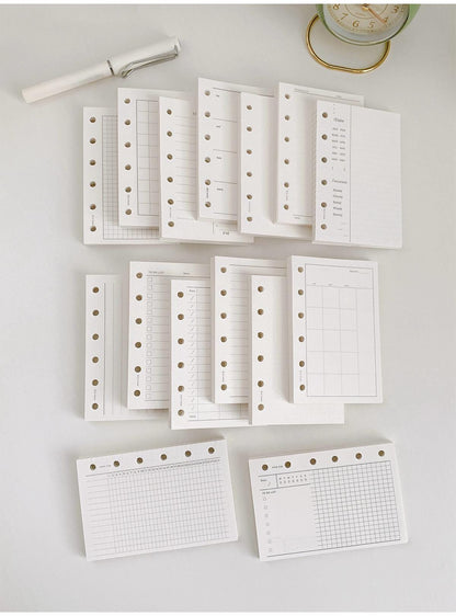 A7 M5 Planner Inserts | 6 Ring Binder | Blank Grided Weekly Daily Monthly Plan Shopping List Habit Tracker Budget Finance | Planner Refills
